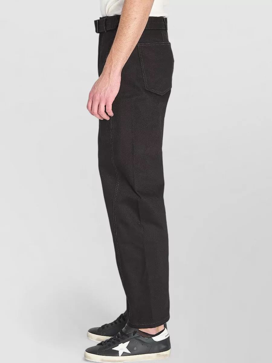 Lemaire Belted Denim Pants Curved Leg Design