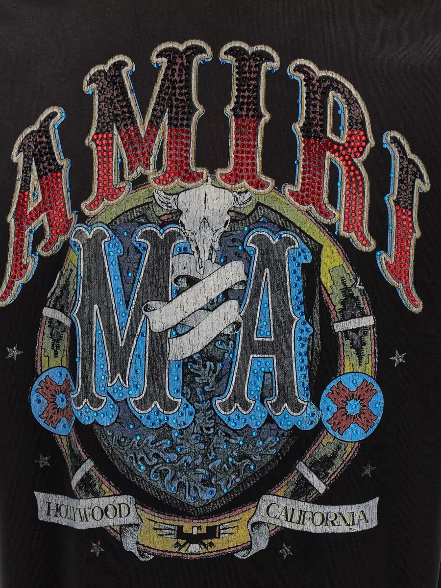 Amiri Crystal-embellished printed cotton t-shirt