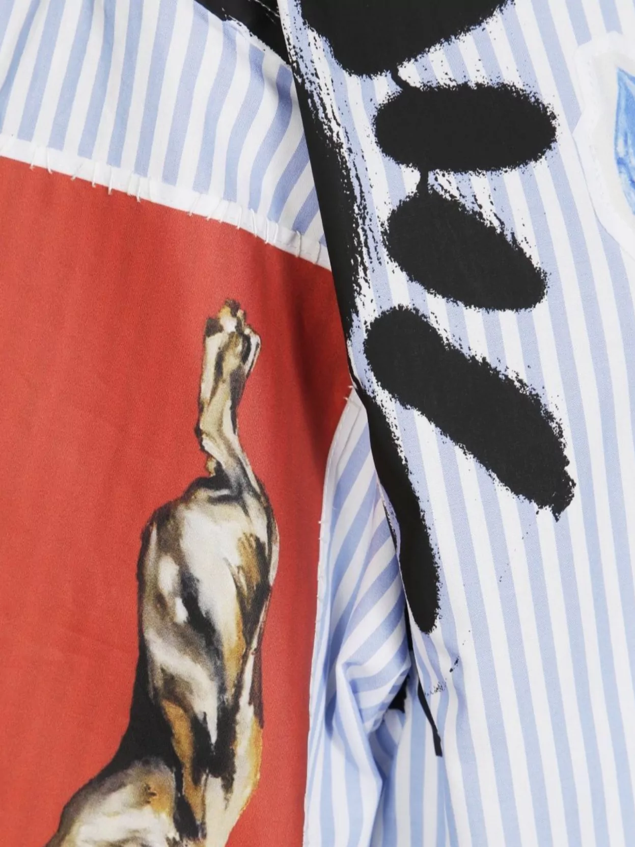 Marni Striped Short Sleeve Shirt With Graphic Patches