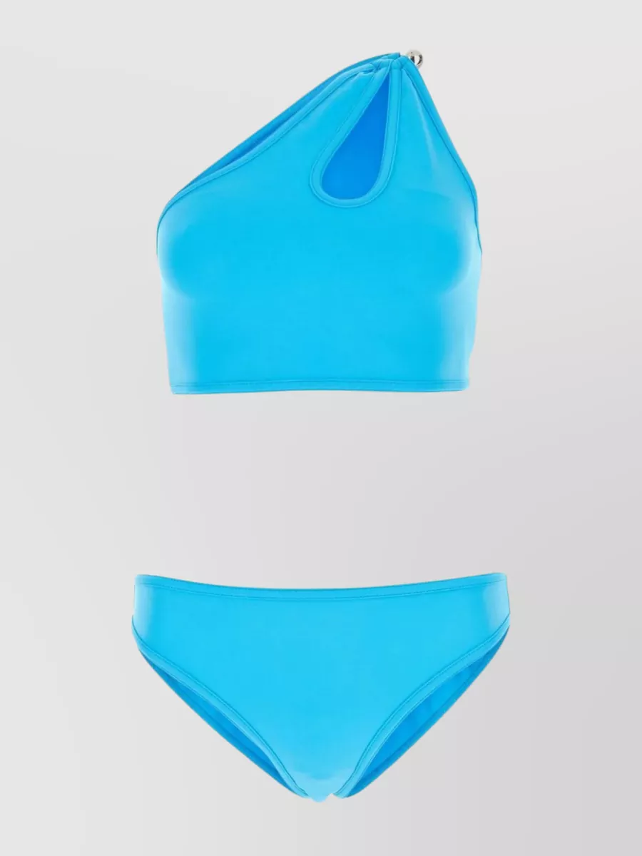 Shop Bottega Veneta Front Cut-out One-shoulder Bikini Set In Blue