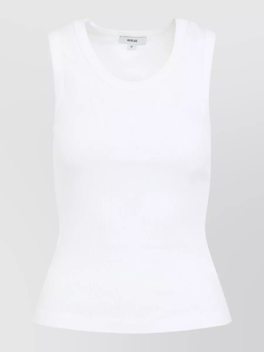 Agolde Poppy Ribbed Tank Top Round Neck In White