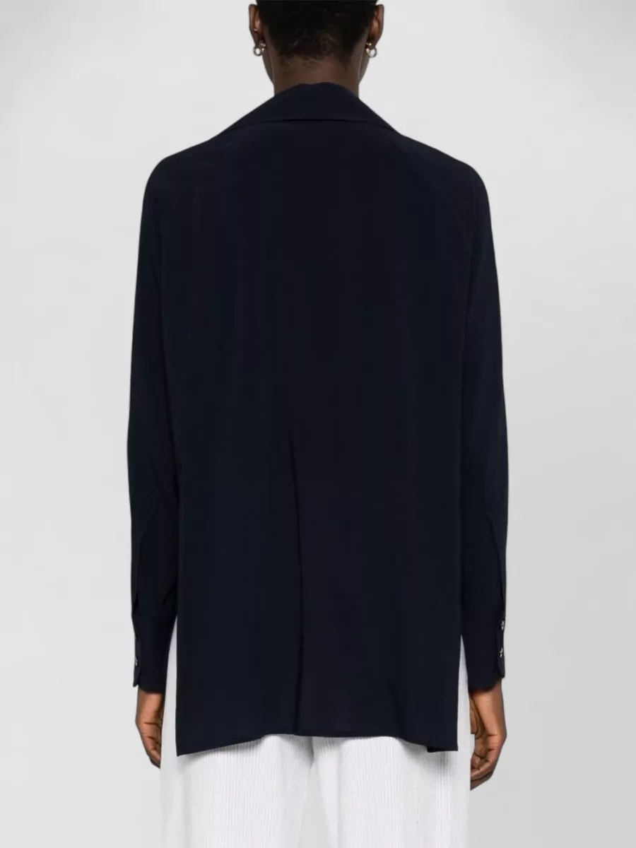Alberto Biani Ribbed V-Neck Long-Sleeve Blouse