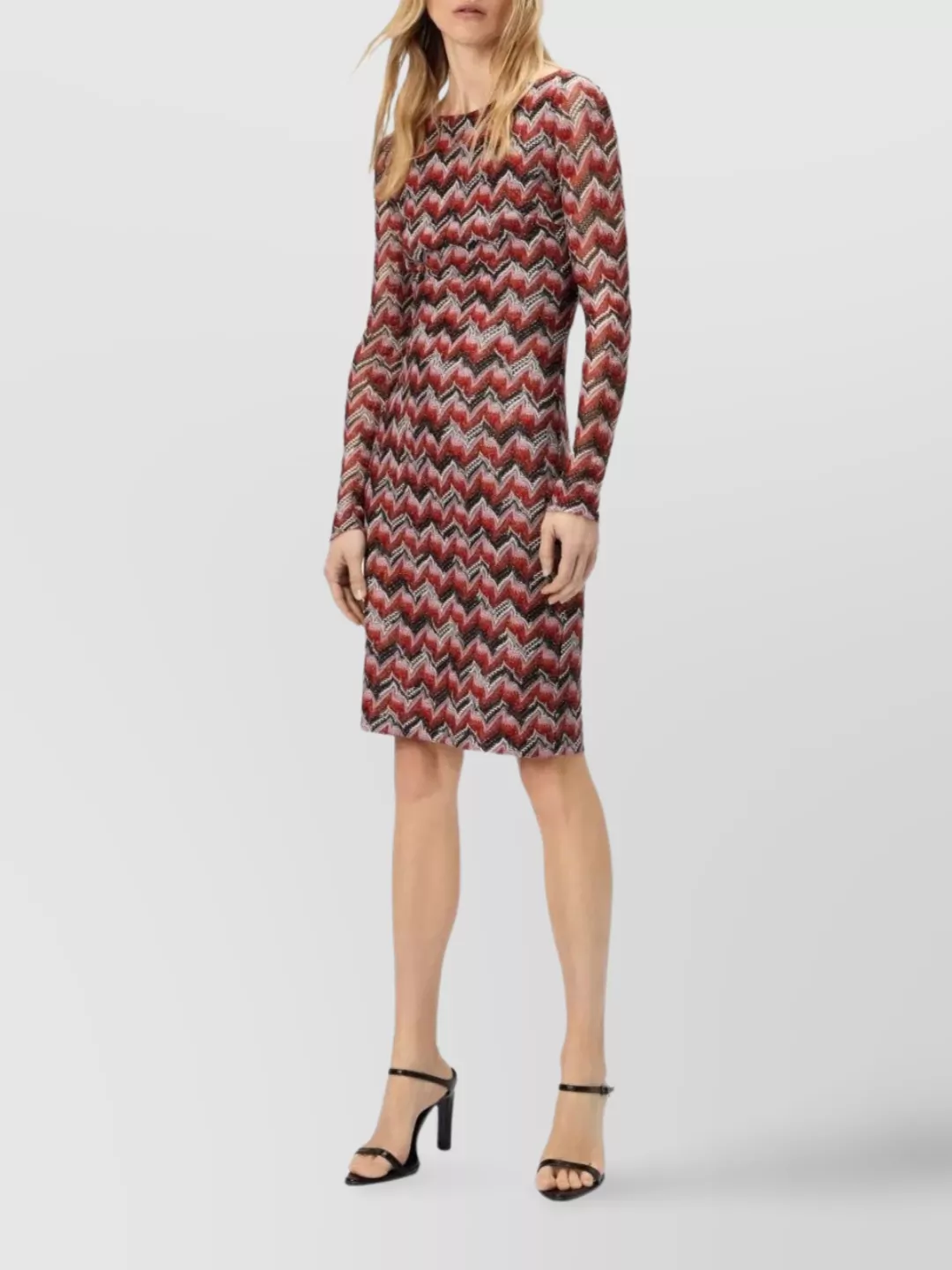 Missoni Chevron-pattern Long-sleeve Midi Dress In Multi