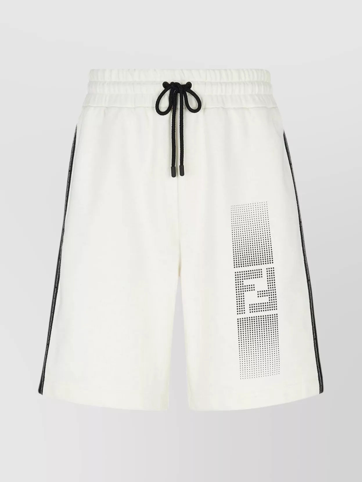 Shop Fendi Cotton Bermuda Shorts With Black Ribbons
