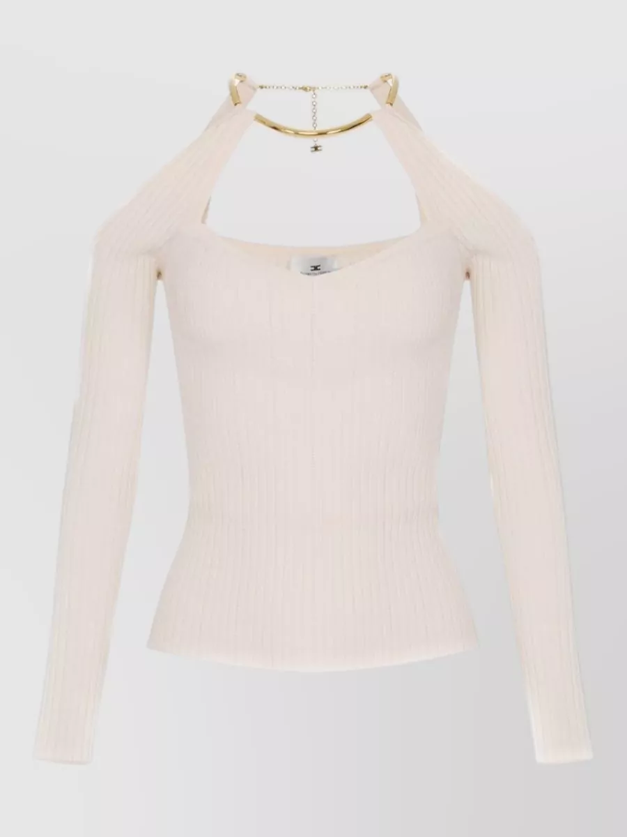Elisabetta Franchi viscose off-the-shoulder ribbed knit top