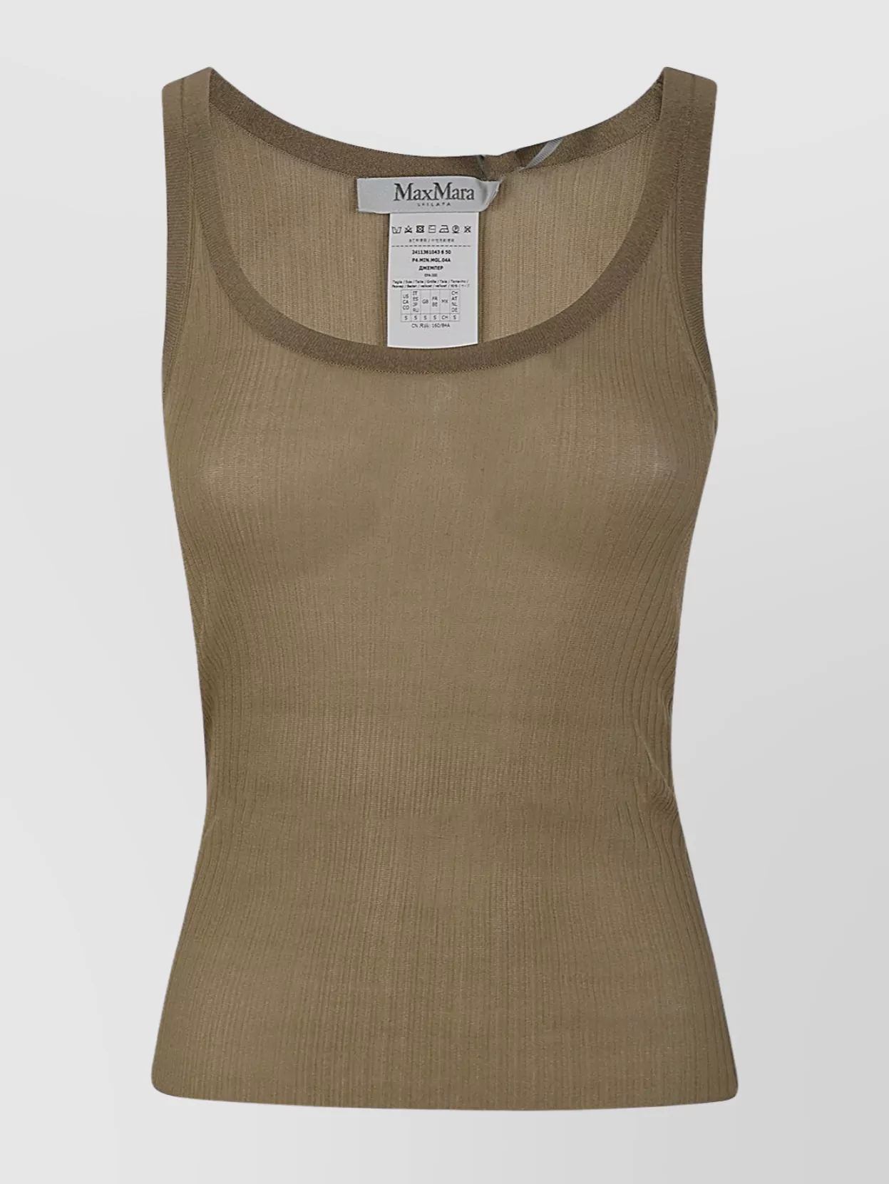 Max Mara Ribbed Scoop Neck Silk Tank Top In Green