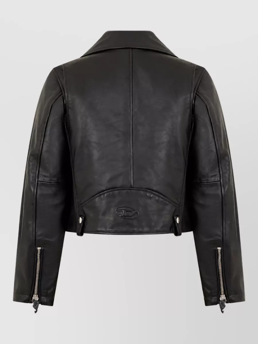 Diesel Leather Cropped Mandarin Collar Jacket