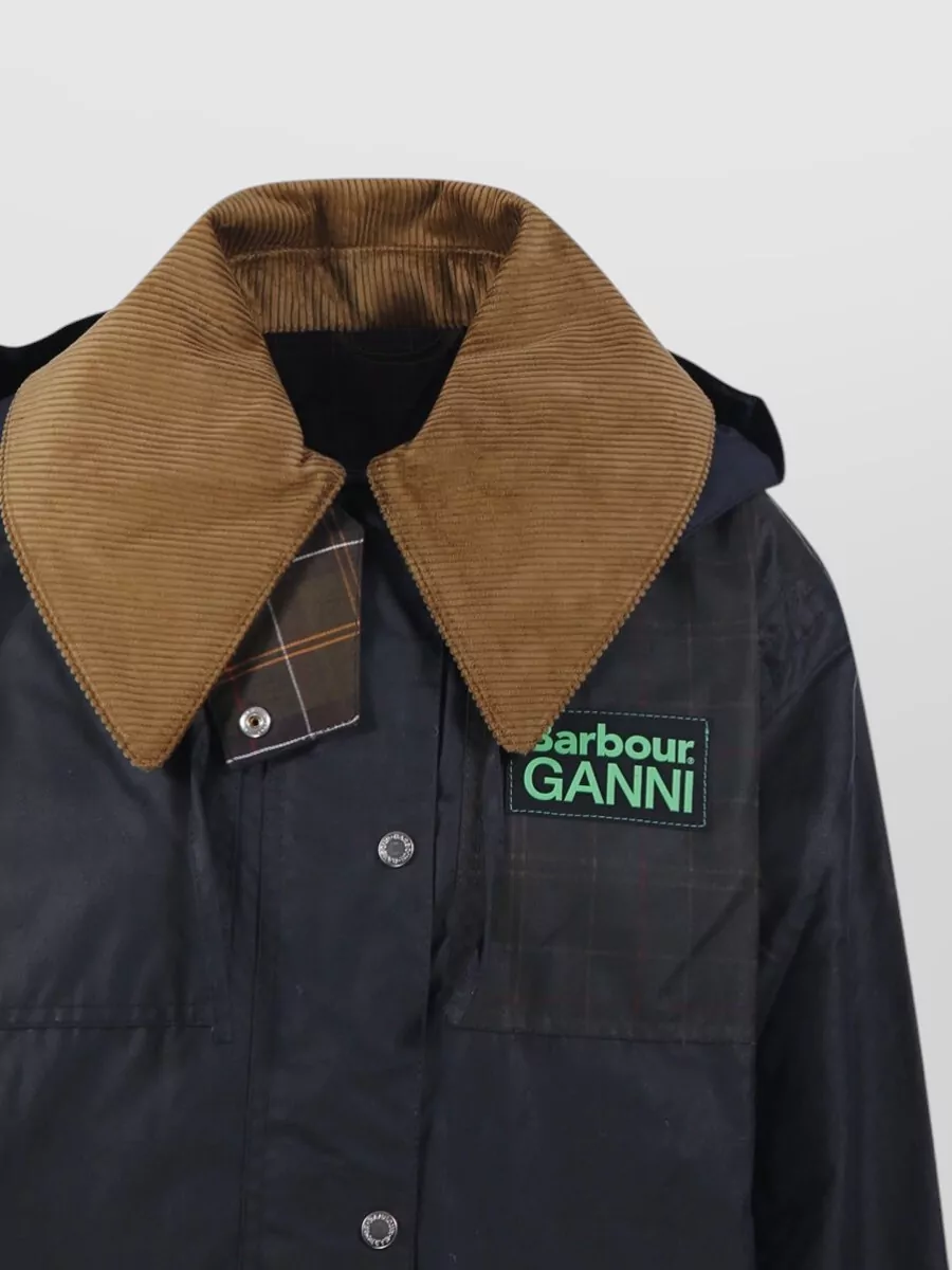 Barbour Long Hooded Coat Check Pattern Collar