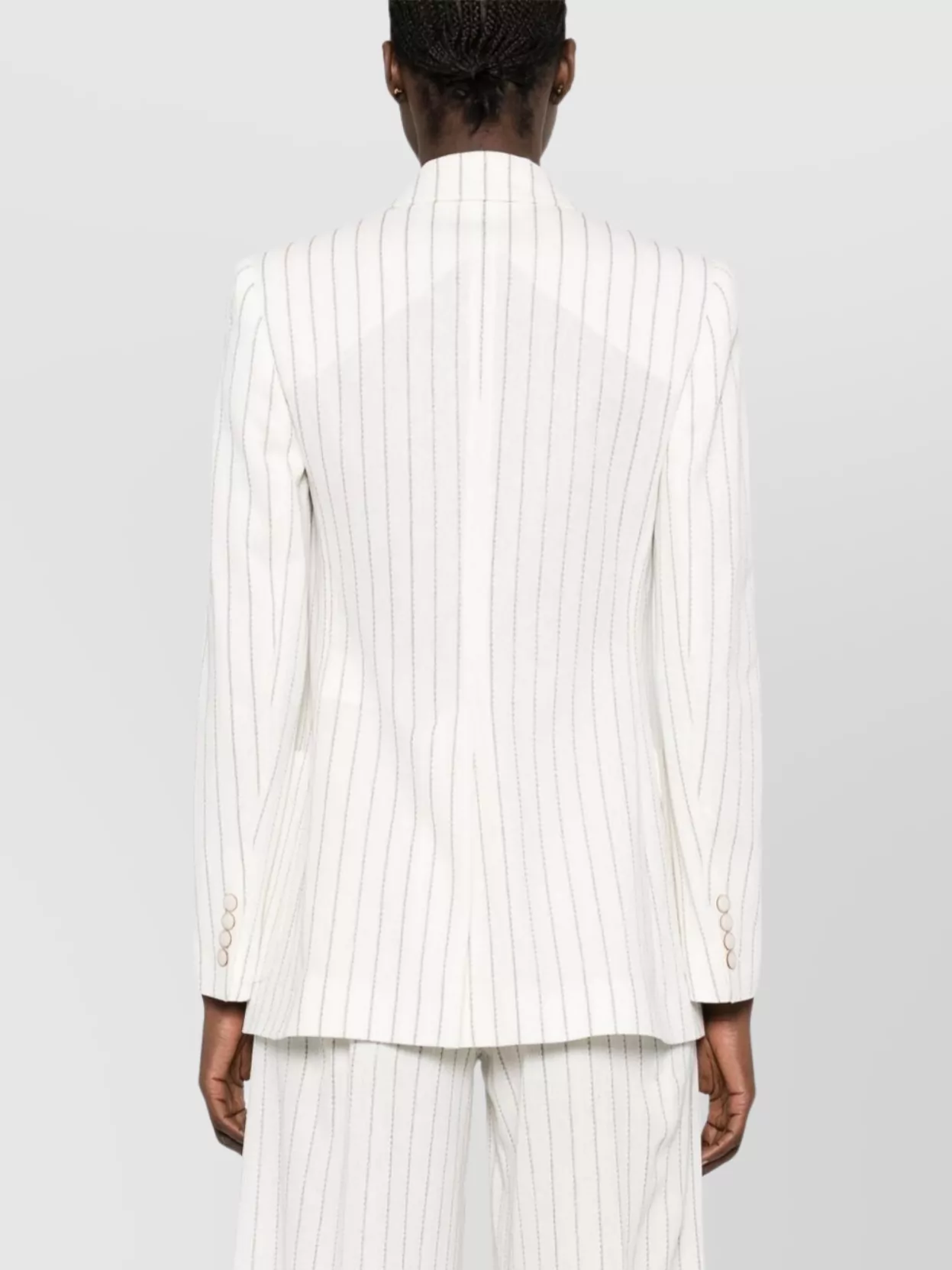 Max Mara Striped Pattern Blazer Notched Lapels In White