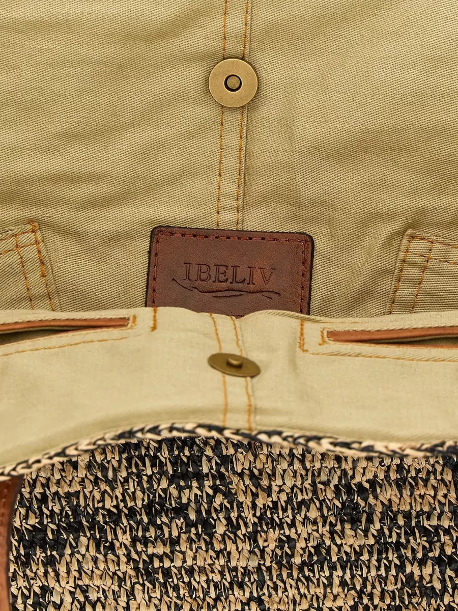 Ibeliv Raffia Two Tone Woven Tote Bag