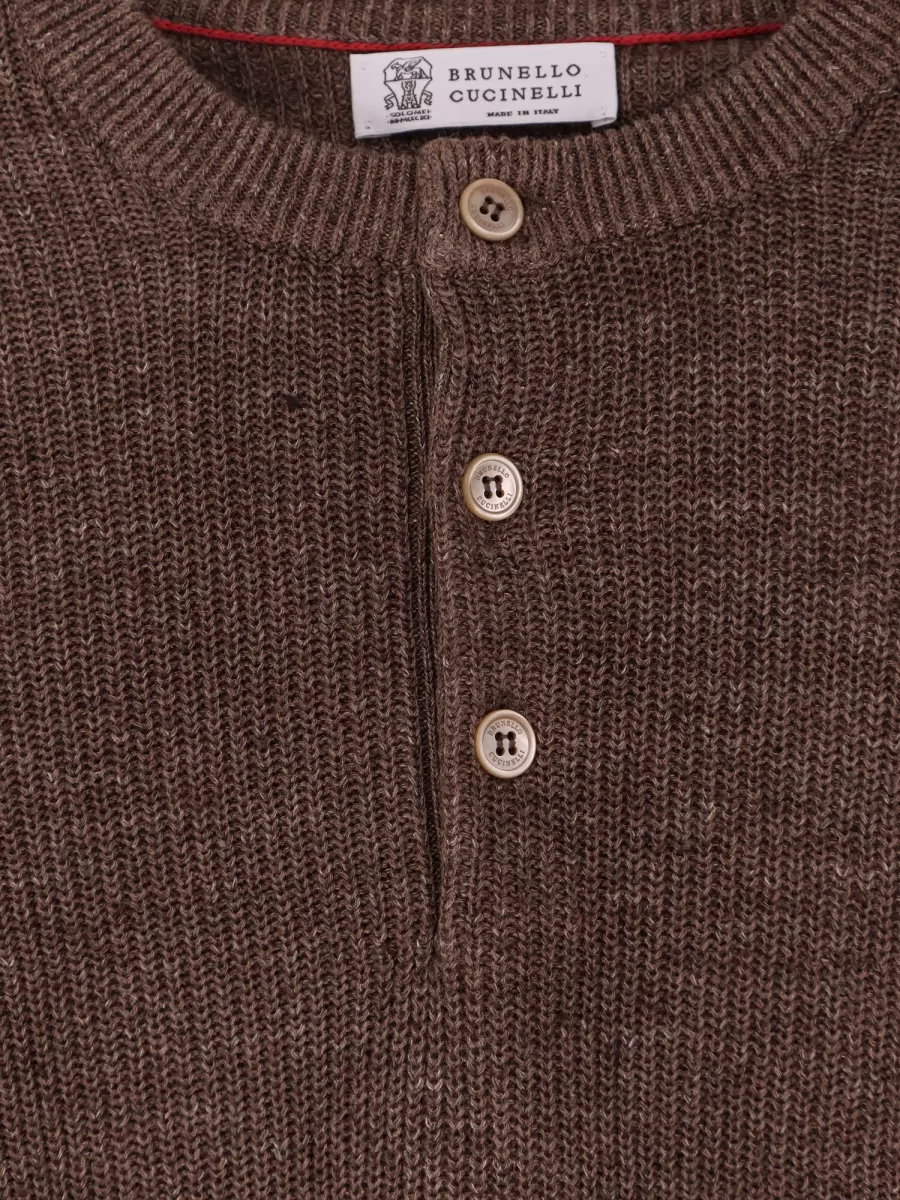 Brunello Cucinelli Linen Cotton Sweater Long Sleeve Crewneck