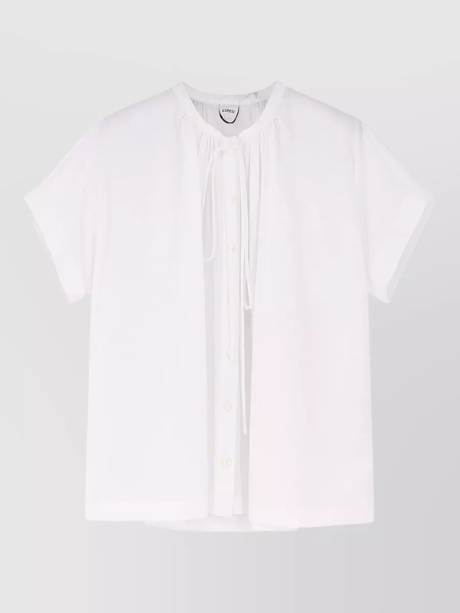 Aspesi Cotton Short-Sleeve Flared Blouse