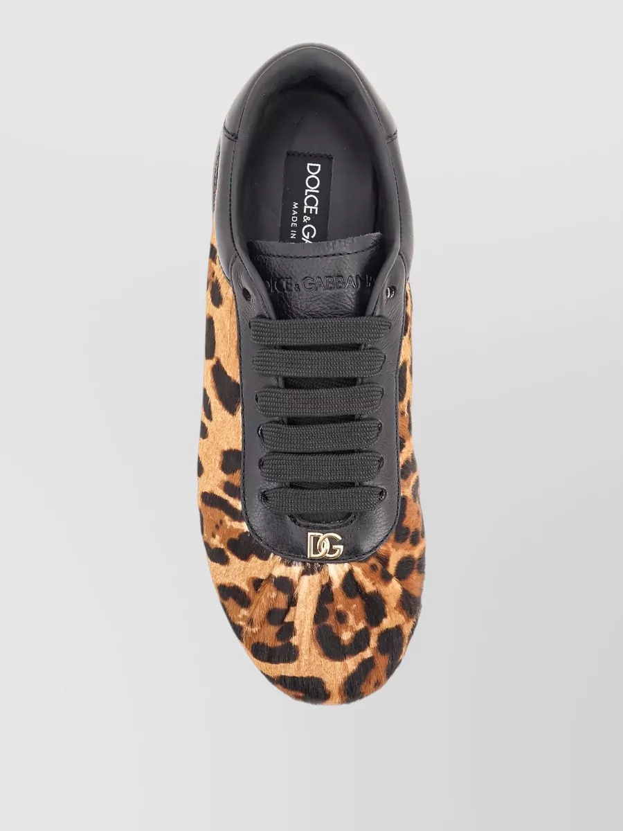 Dolce&Gabbana Leather Leopard Low-Top Sneakers