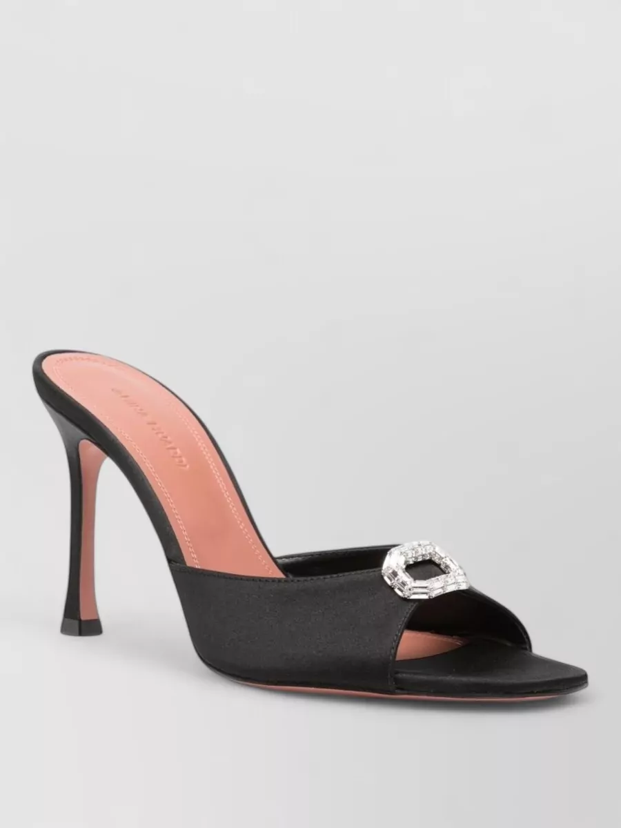 Amina Muaddi silk crystal-embellished camelia mule sandals