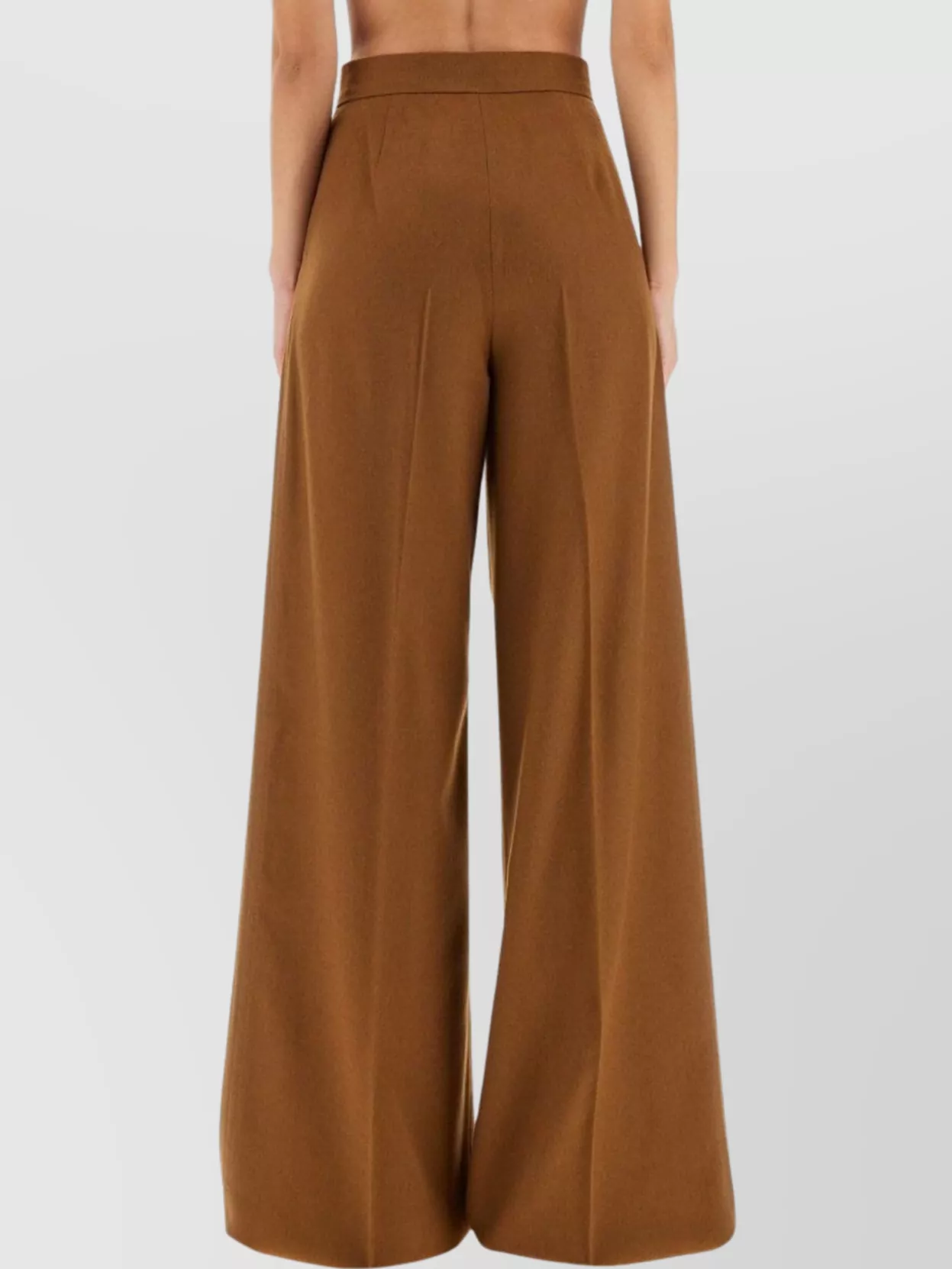Max Mara Wide Leg High Waist Trousers In Brown
