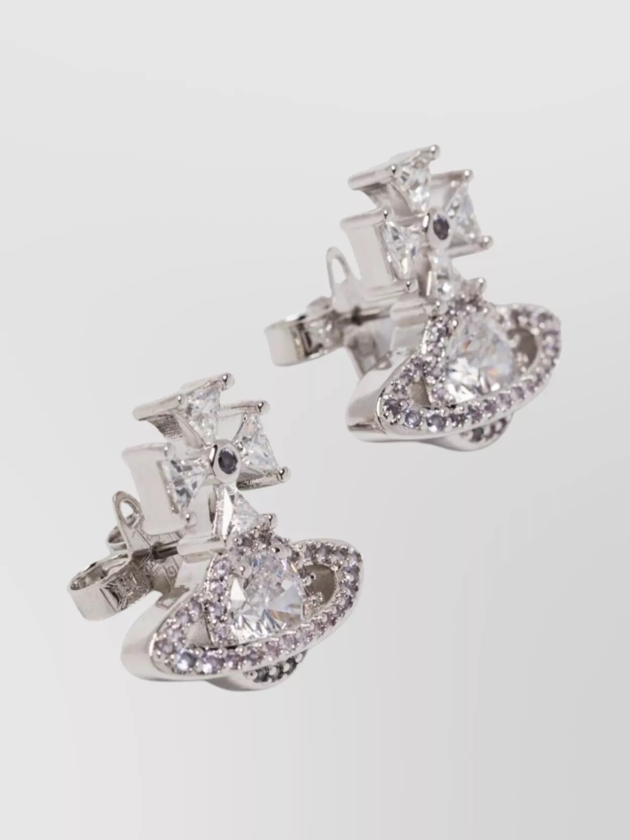 Vivienne Westwood Crystal Embellished Cross Design Earrings In Purple