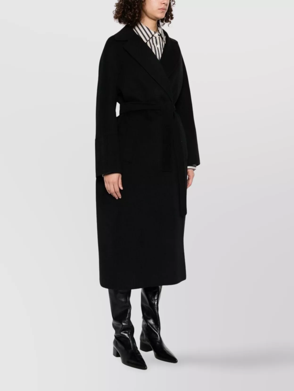 's Max Mara Long Wool Coat With Belted Waist