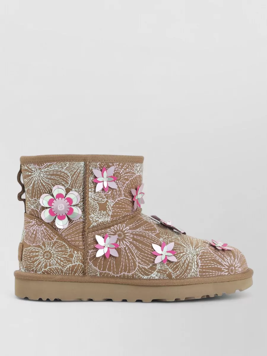 Ugg Embroidered Suede Ankle Boots