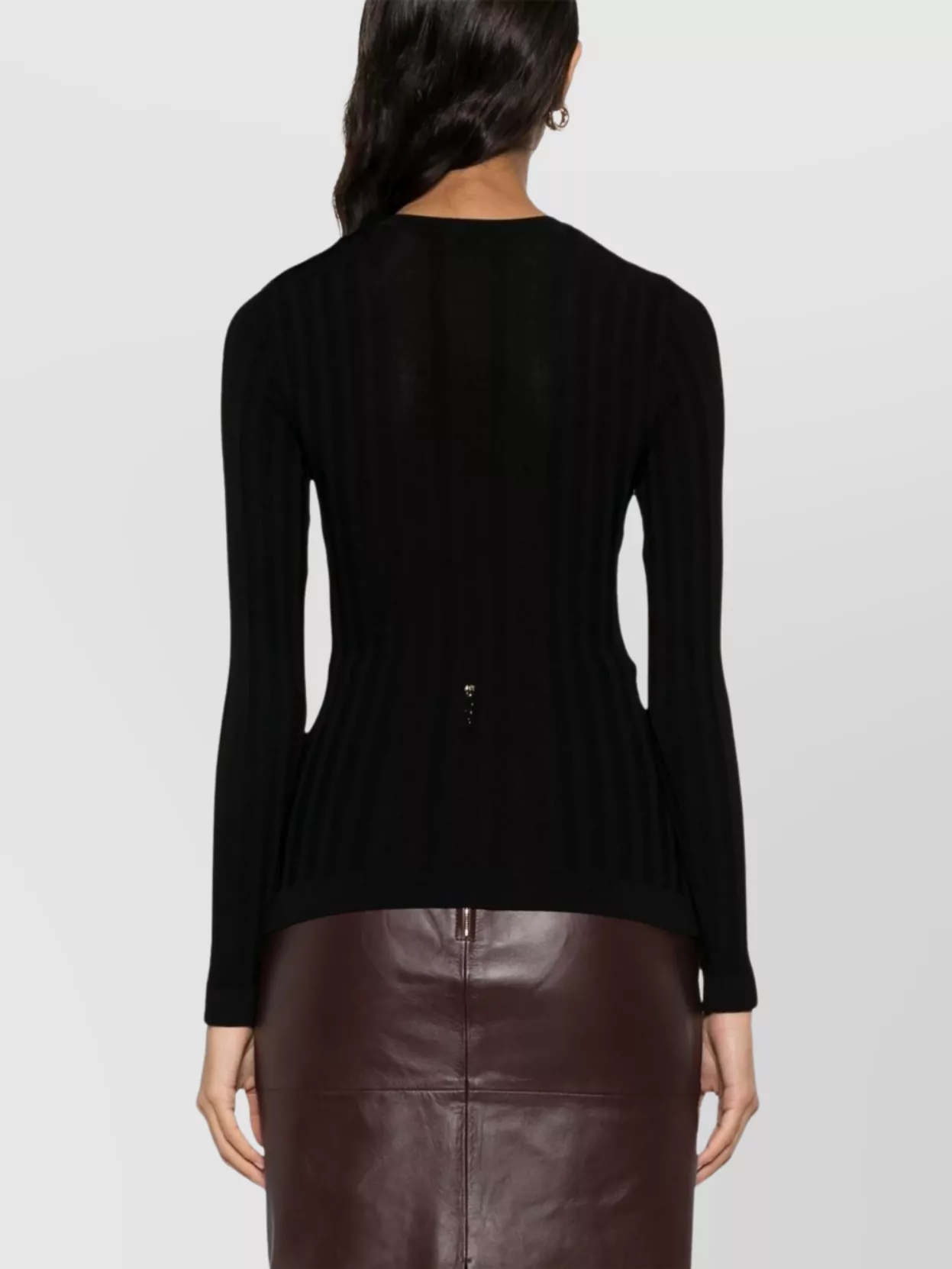 Elisabetta Franchi Ribbed Crewneck Sweater Button Detail