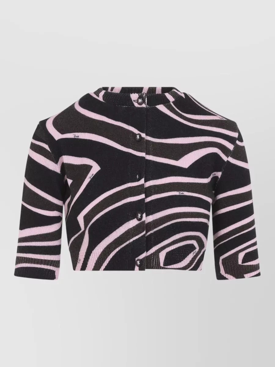 Pucci Wool Cropped Printed Cardigan