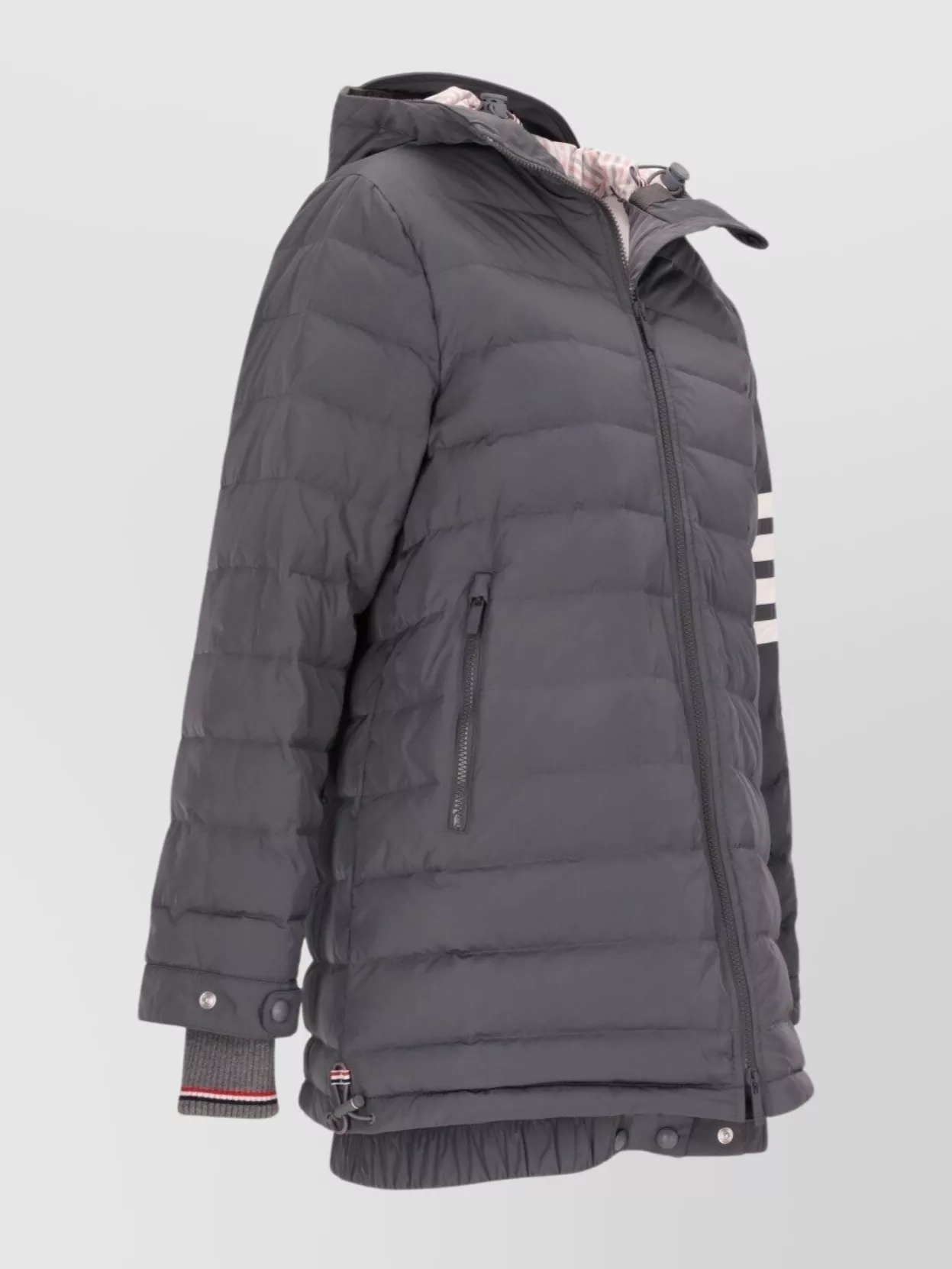 Thom Browne Down Fill Funnel Neck Ski Jacket With Intarsia