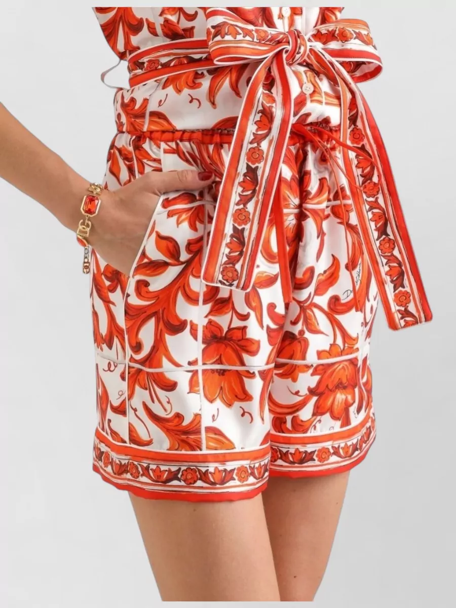 Dolce&Gabbana Silk Majolica Print Bermuda Shorts
