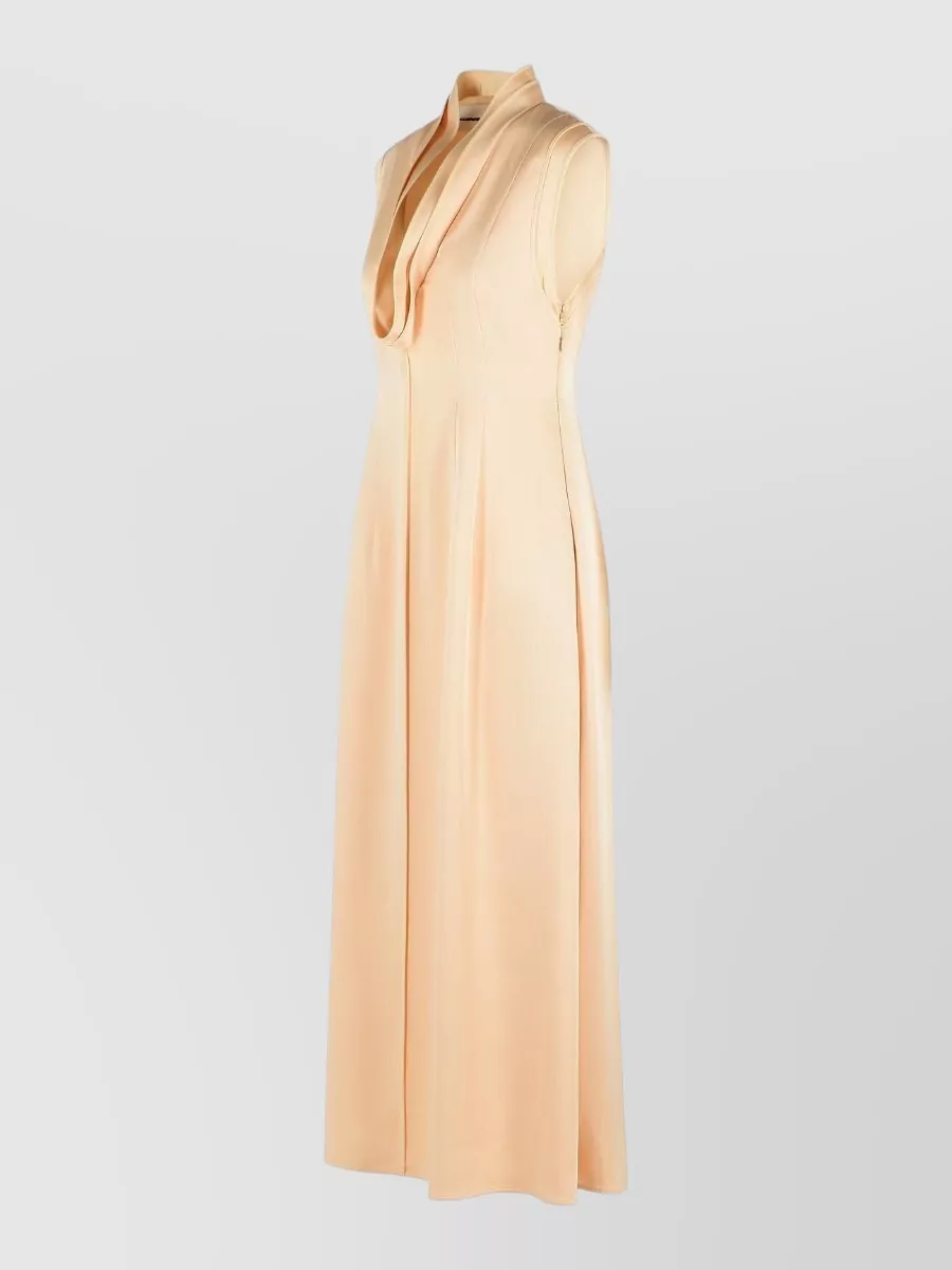 Jil Sander Sleeveless Maxi Dress Pleated Detail