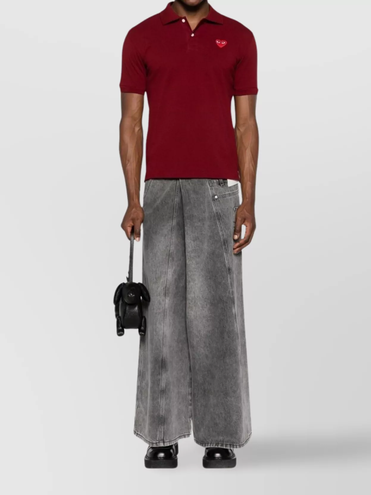 Comme Des Garçons Play Polo Style Top Short Sleeves In Red