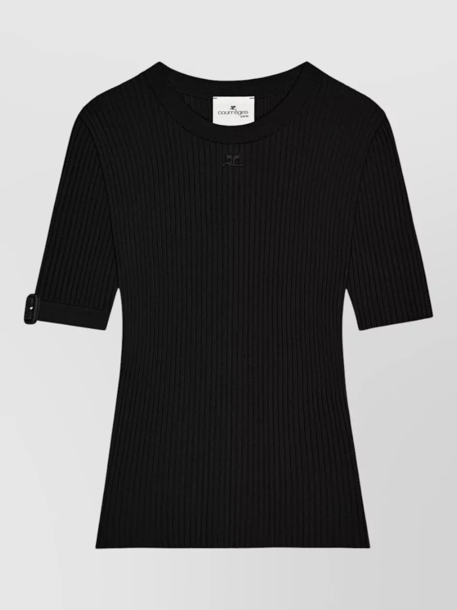 Courrèges ribbed cropped short-sleeve t-shirt