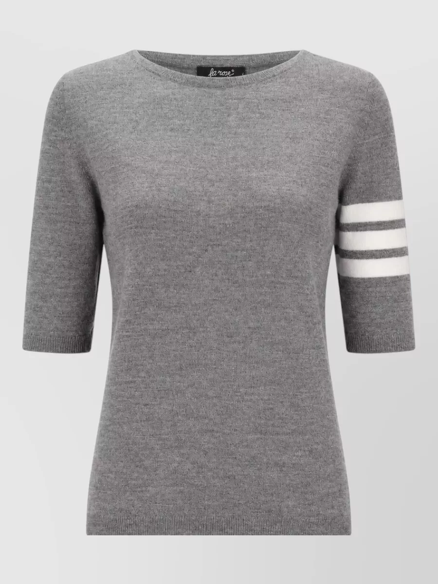 La Rose merino wool 3/4 sleeve knit sweatshirt