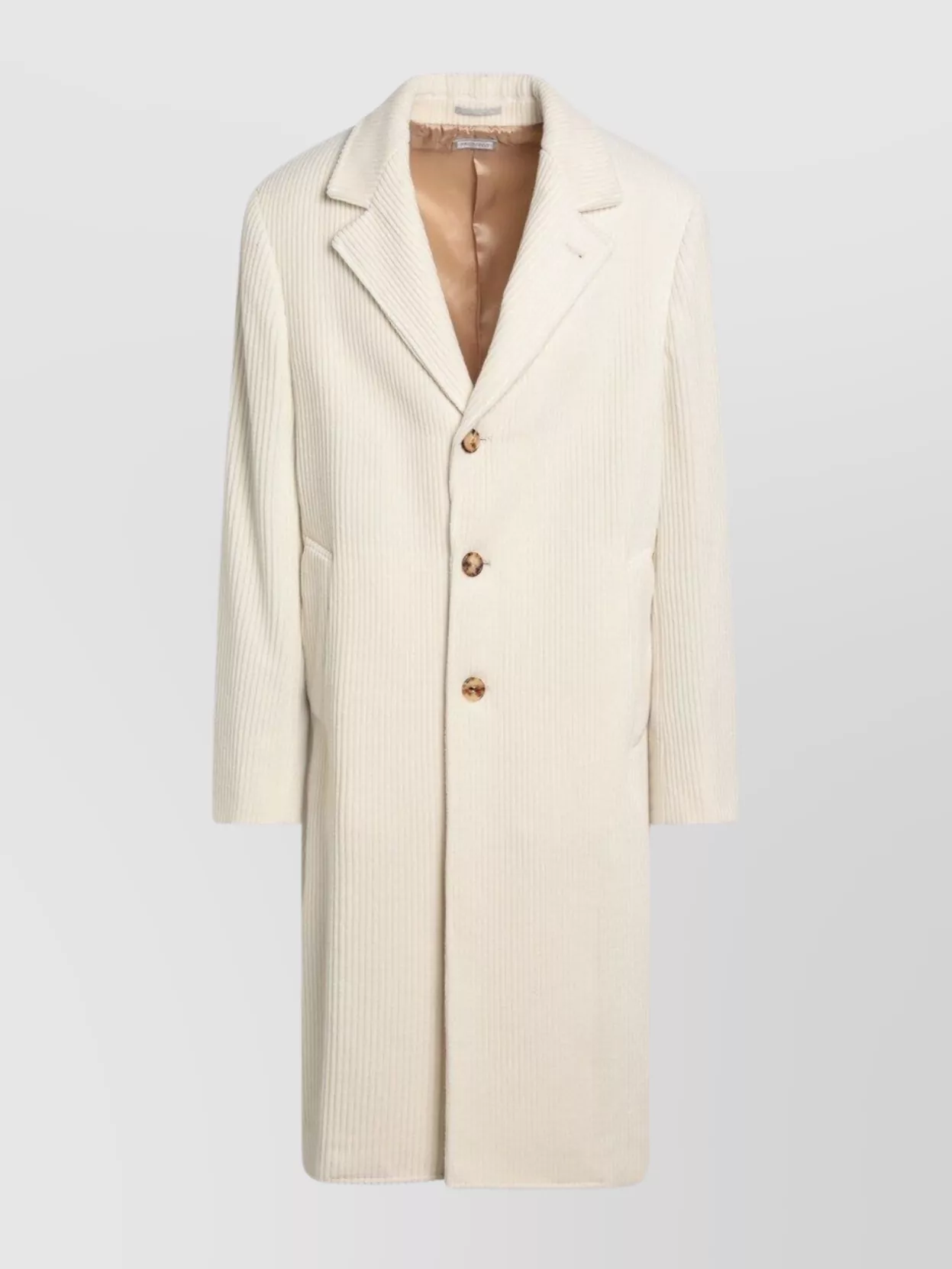 Brunello Cucinelli Corduroy Coat With Button Cuffs And Side Pockets In Neutral
