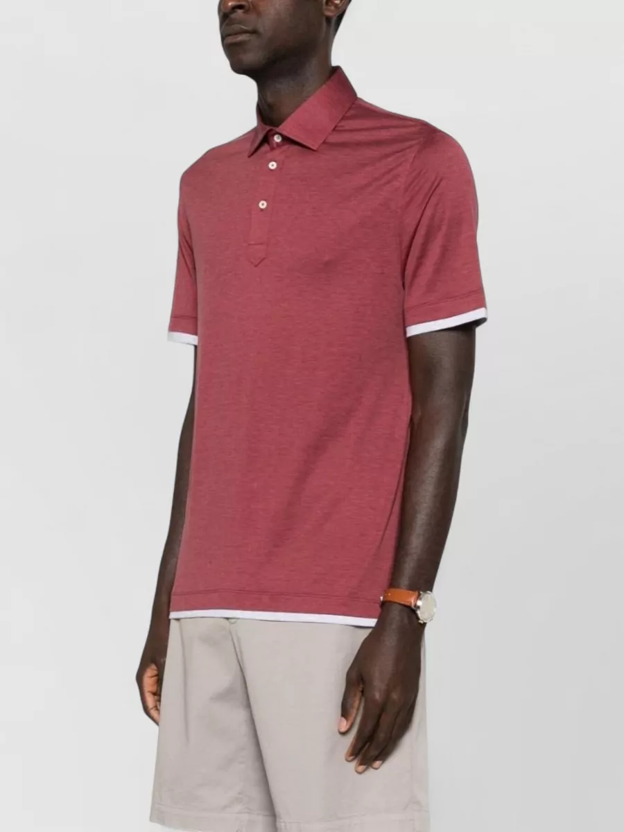 Brunello Cucinelli Cotton Silk Polo Shirt With Contrast Trim