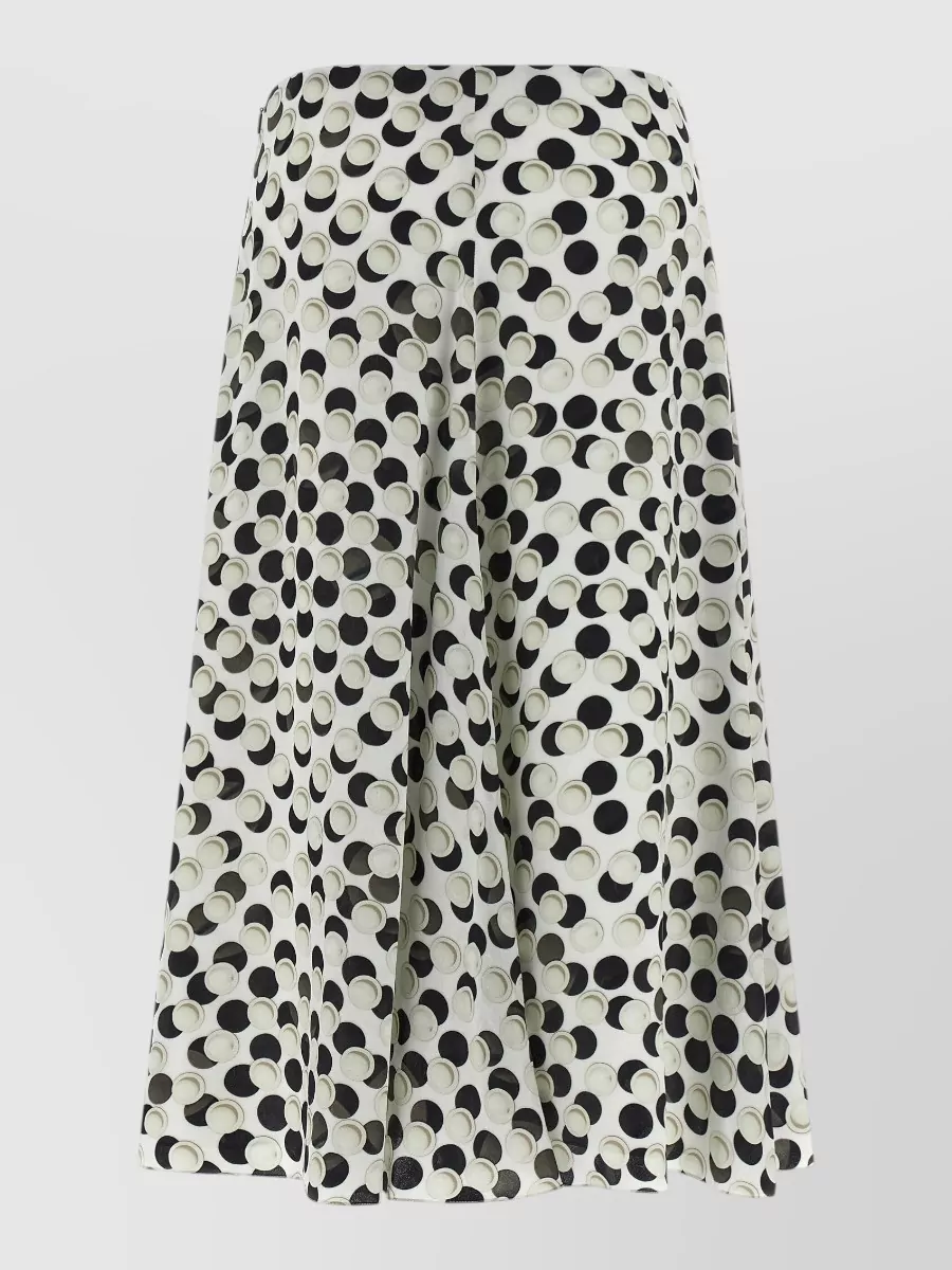 Fendi Silk Polka-Dot Asymmetric Midi A-Line Skirt