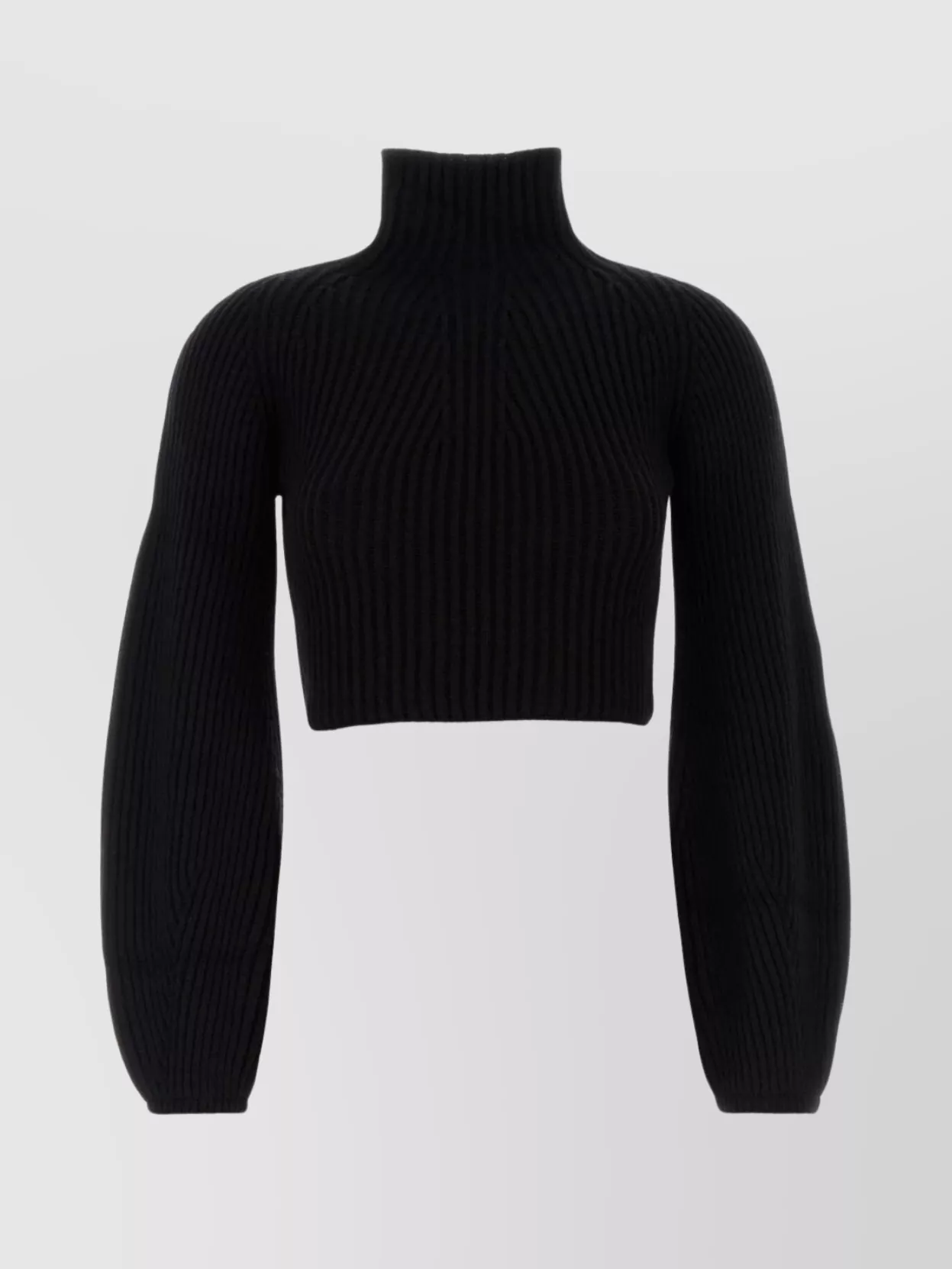 Sportmax Cropped High Neck Long Sleeve Knit Sweater In Animal Print