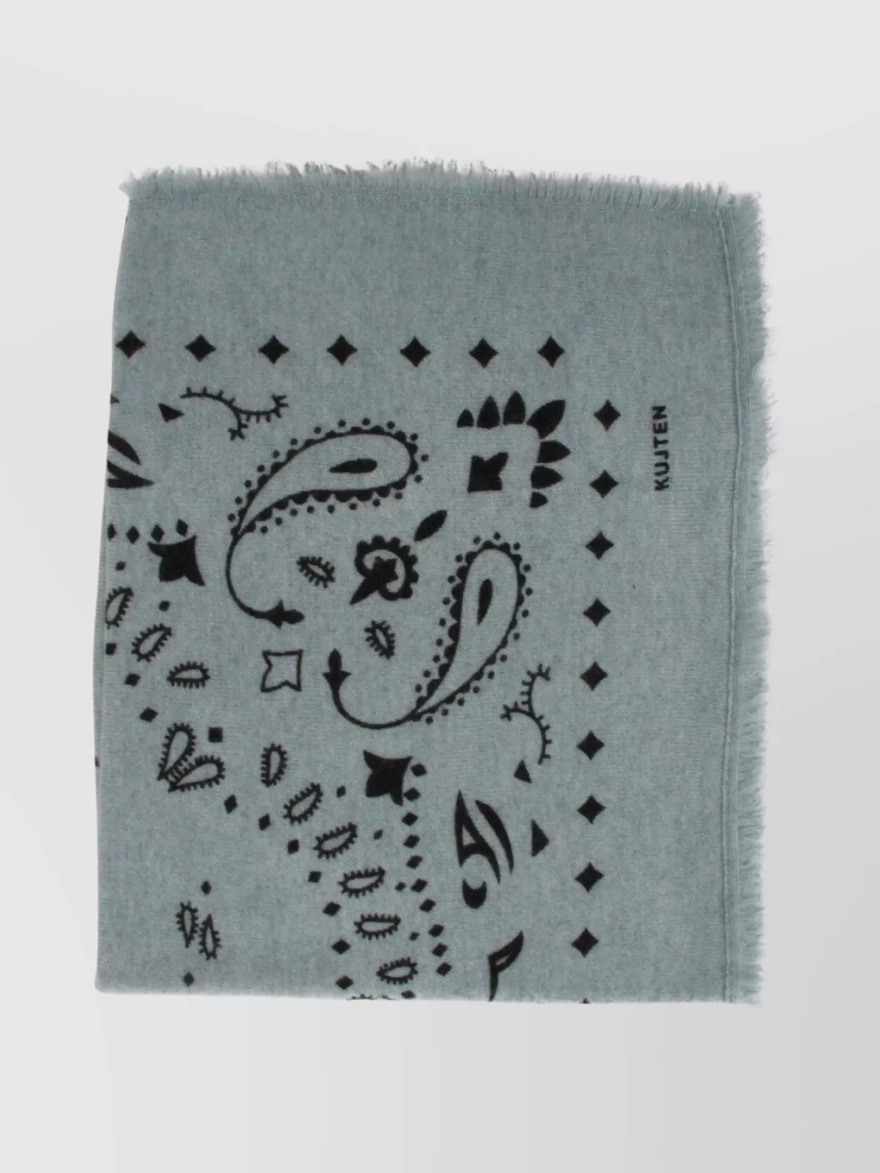 Kujten Fringed Paisley Scarf Soft Texture In Green