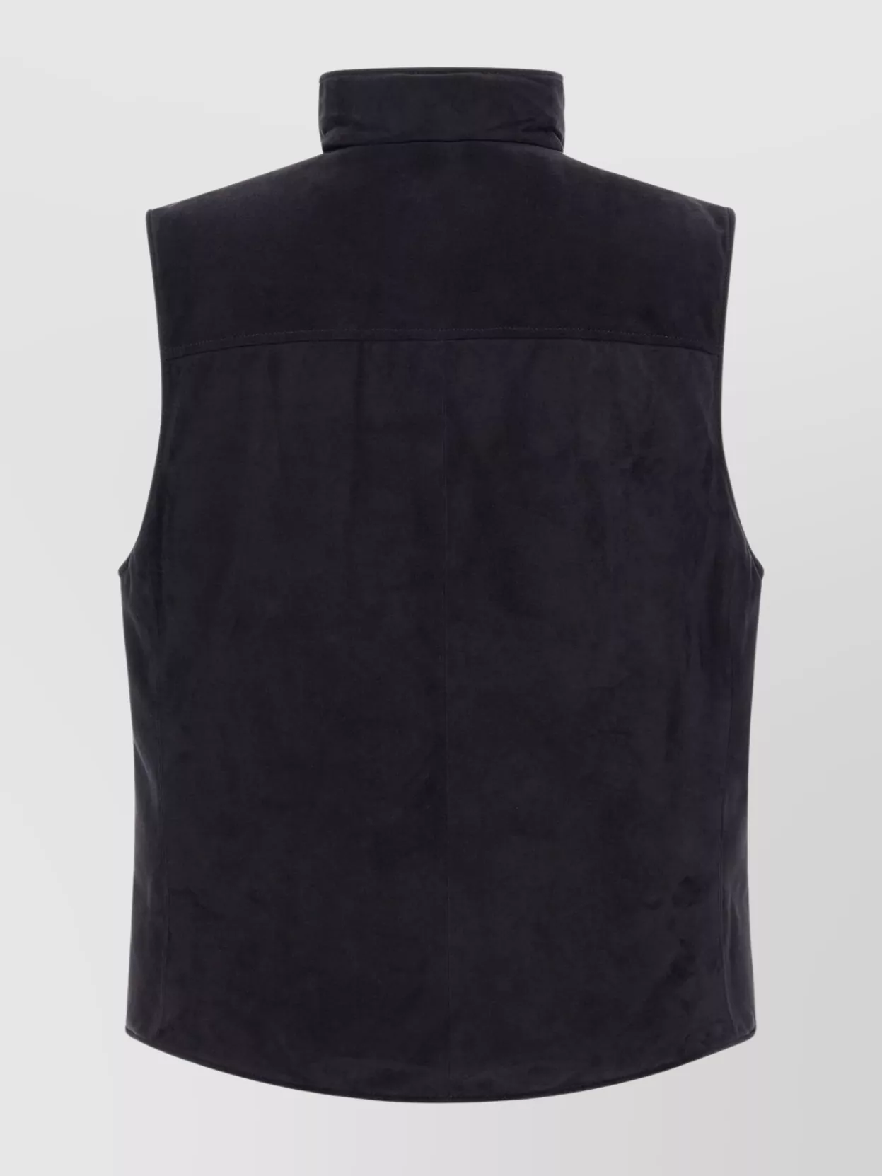 Brunello Cucinelli High Collar Sleeveless Suede Vest With Side Pockets