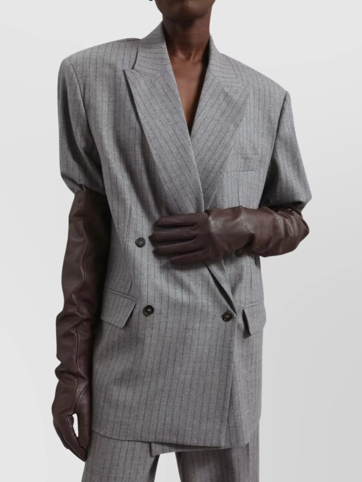 The Frankie Shop Double Breasted Pinstripe Blazer In Multi