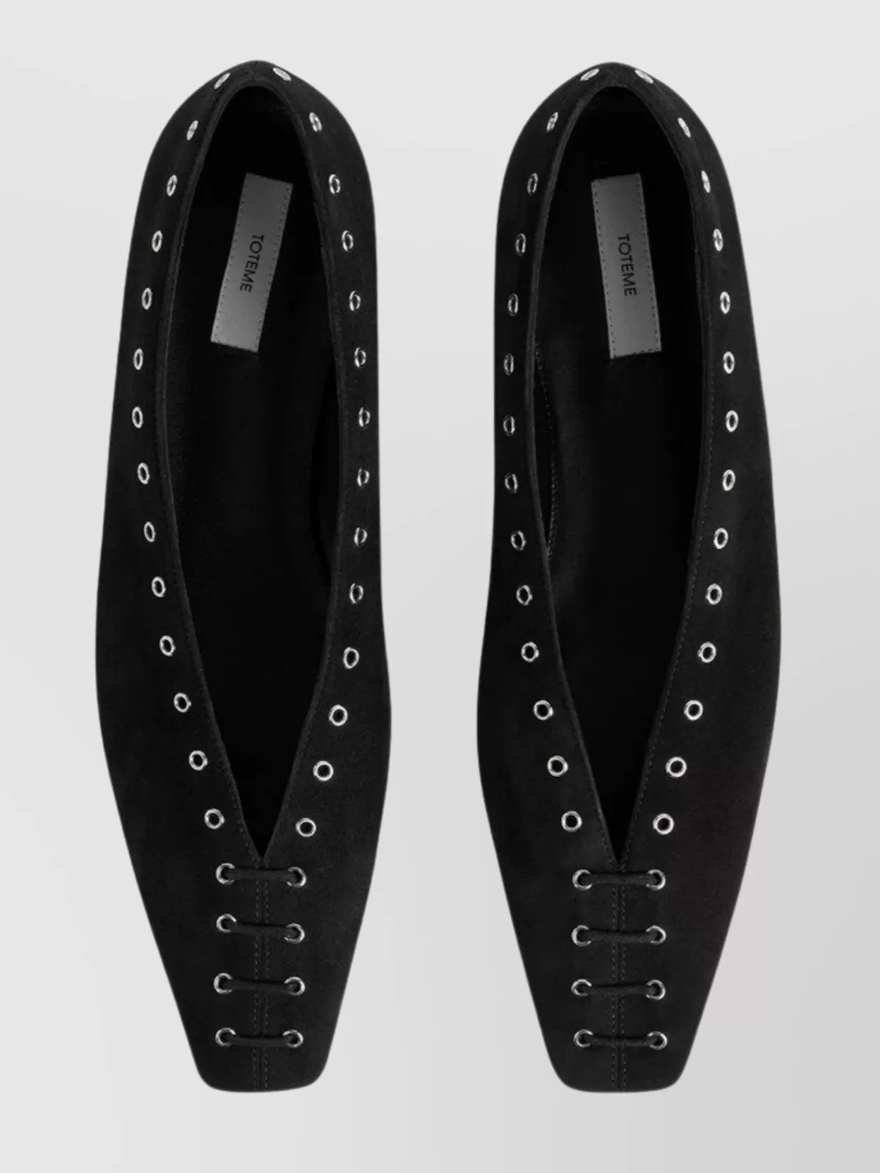 Totême Lace-up Eyelet-embellished Suede Ballet Flats