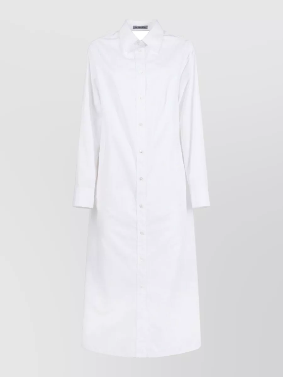 Balenciaga cotton draped back long-sleeve shirt midi dress