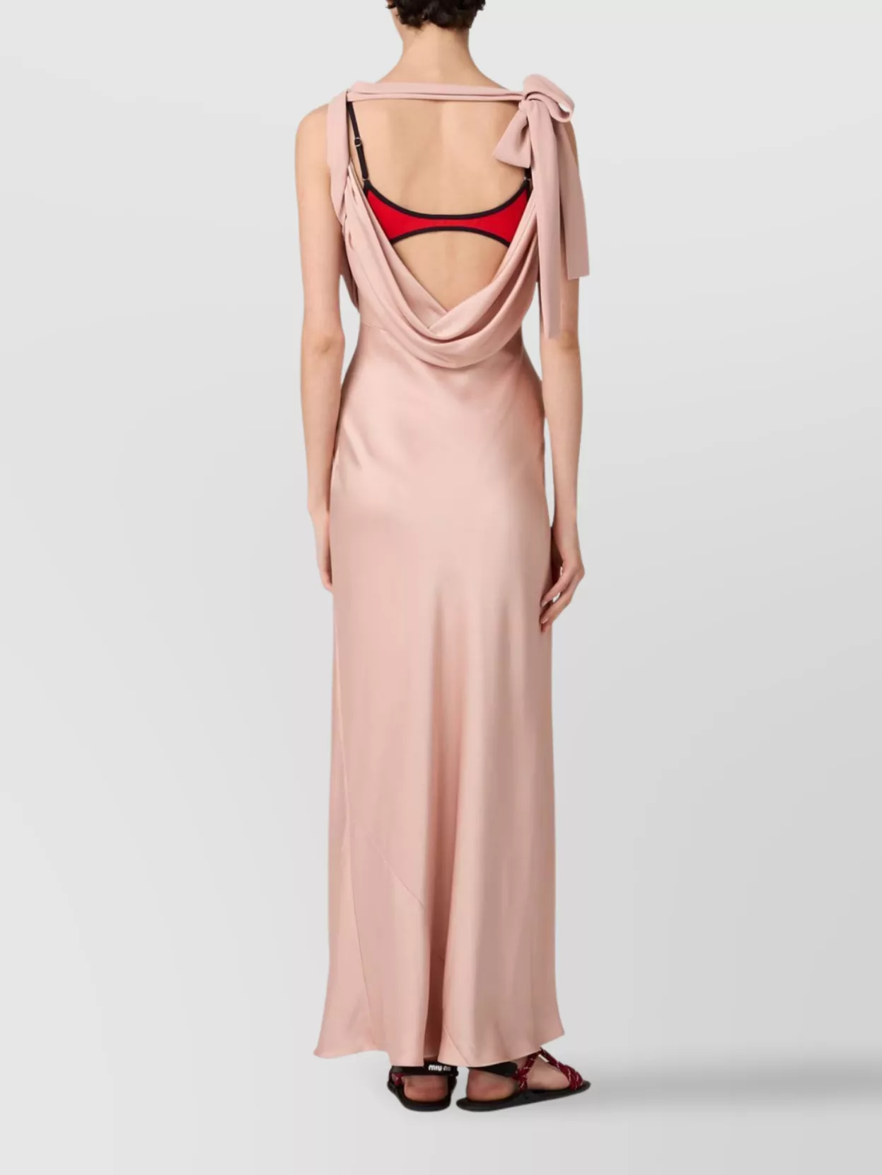 Miu Miu Satin Flared Dress V-Neckline
