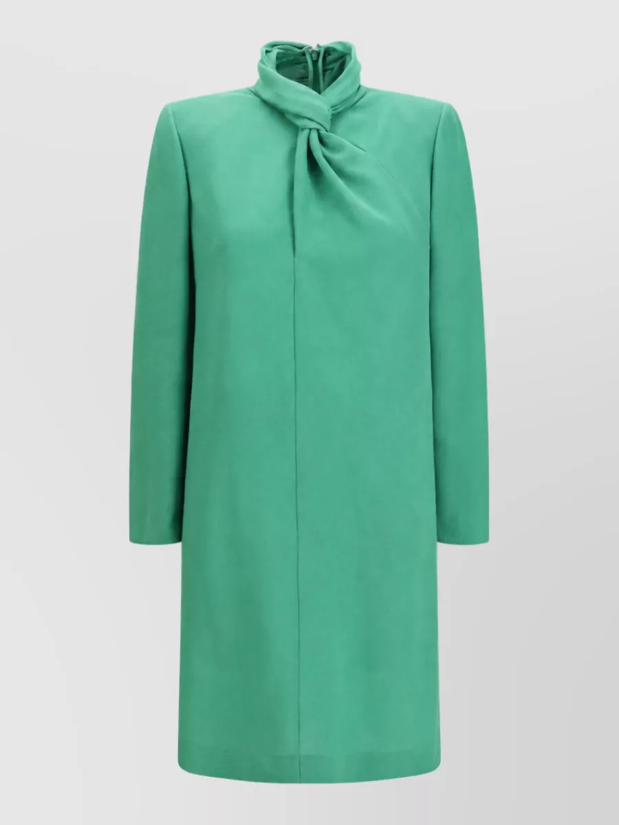 Valentino wool knotted high-neck long-sleeve dress