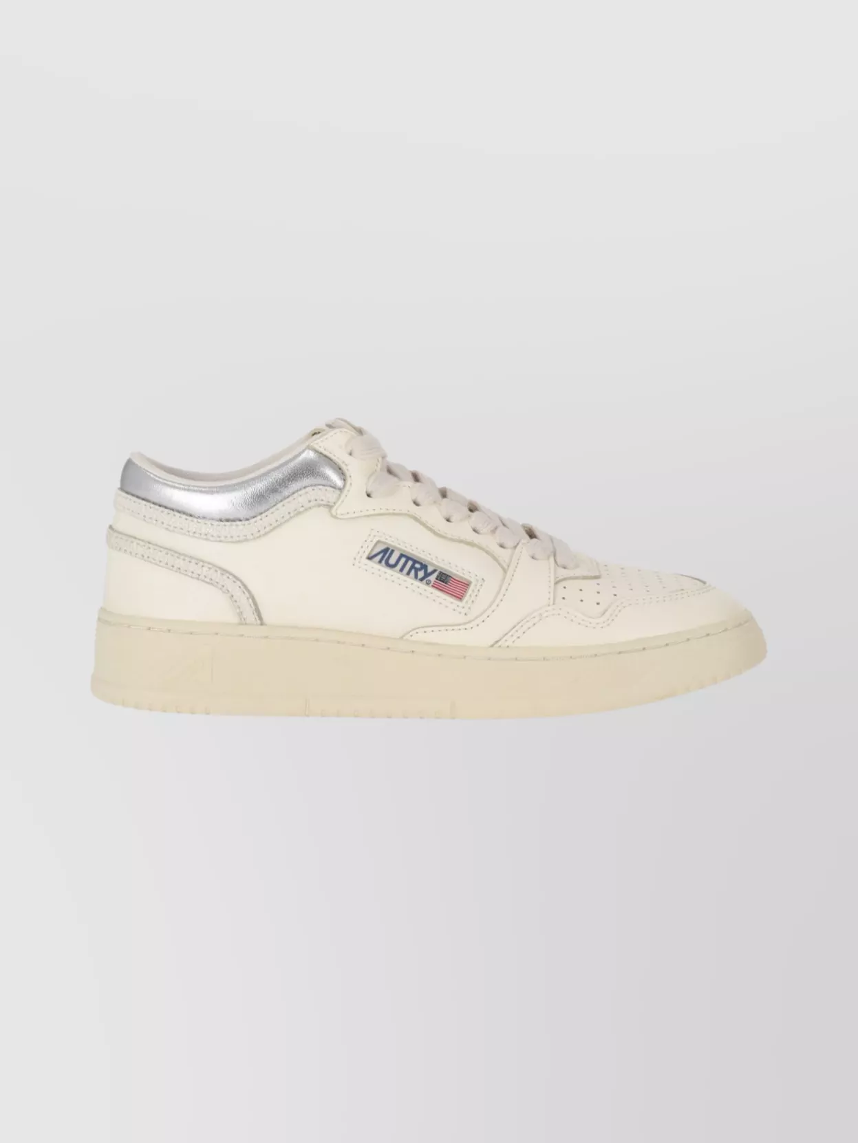 Autry Mid Cut Leather Sneakers With Metallic Detail