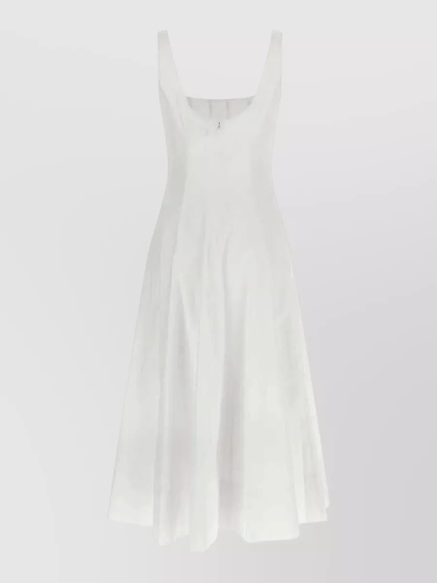 Staud Sleeveless Square-Neck Poplin Midi Dress