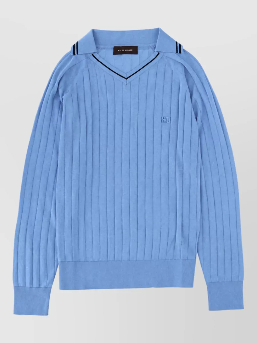 Wales Bonner ribbed v-neck jumper