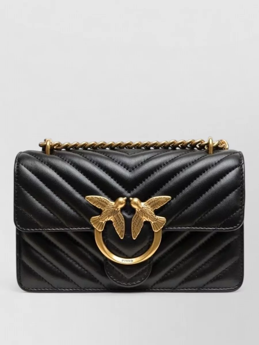 Pinko love bag one mini leather chevron clutch bag