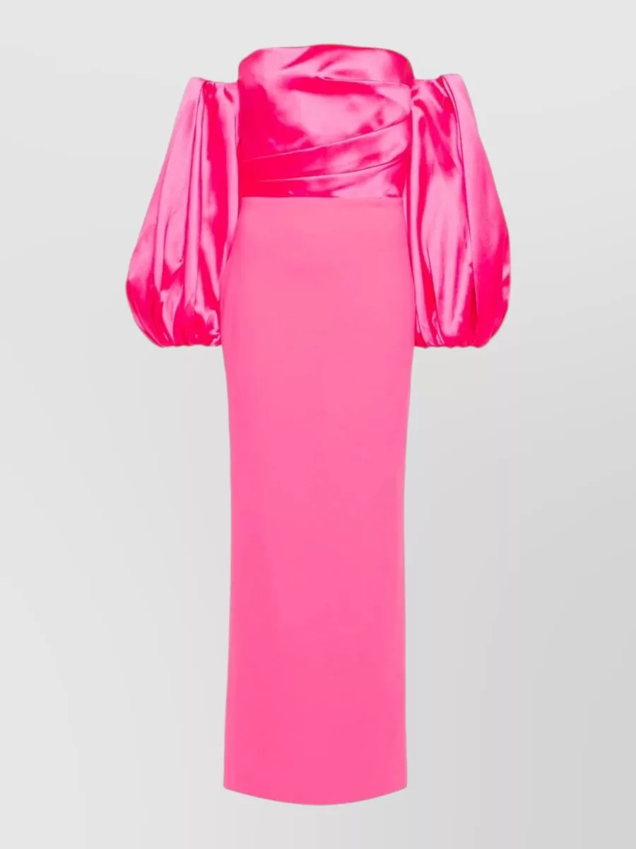 Solace London Panelled Off-Shoulder Long-Sleeve Maxi Dress