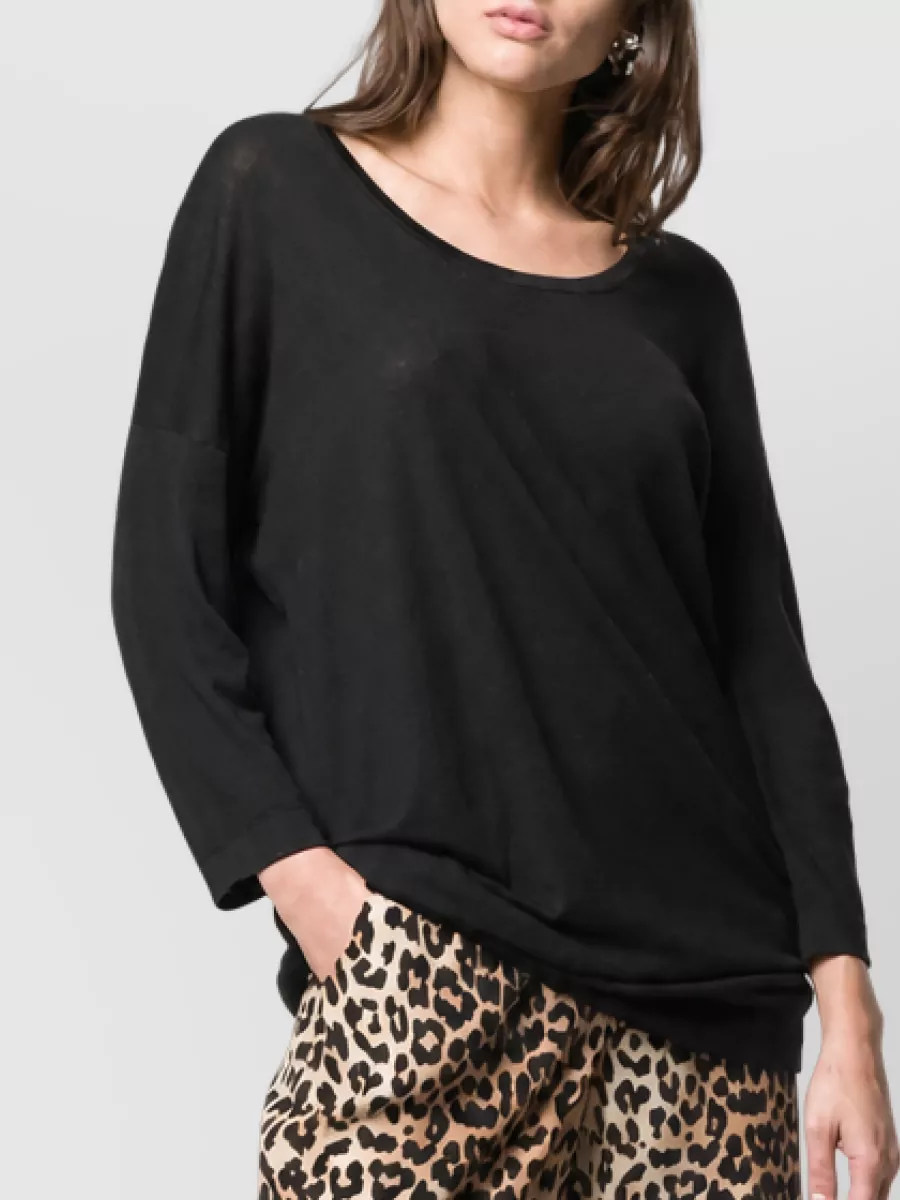 La Rose Merino Wool Fine-Knit Longline Sweater