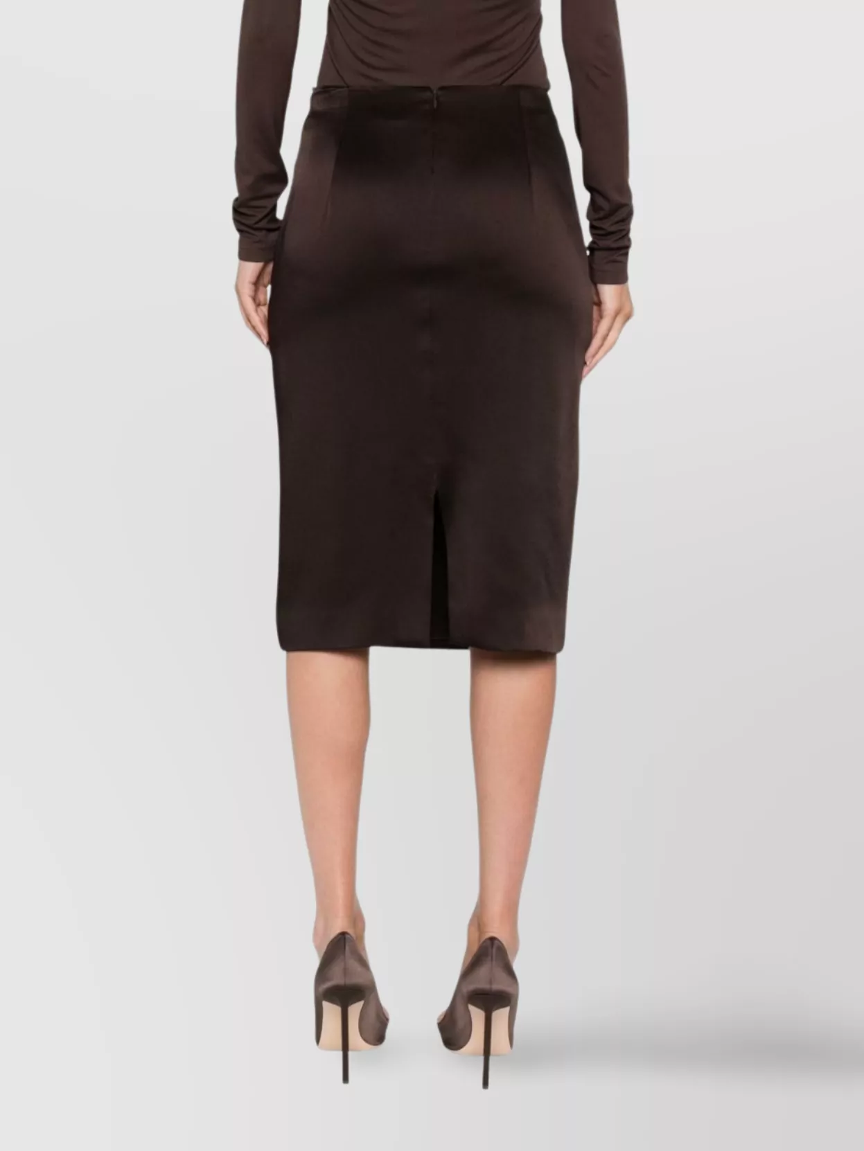 Tom Ford Satin Pencil Midi Skirt With Back Slit
