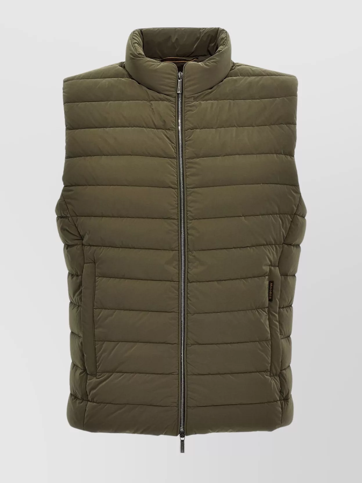 Moorer High Neck Quilted Sleeveless Padded Vest In Green
