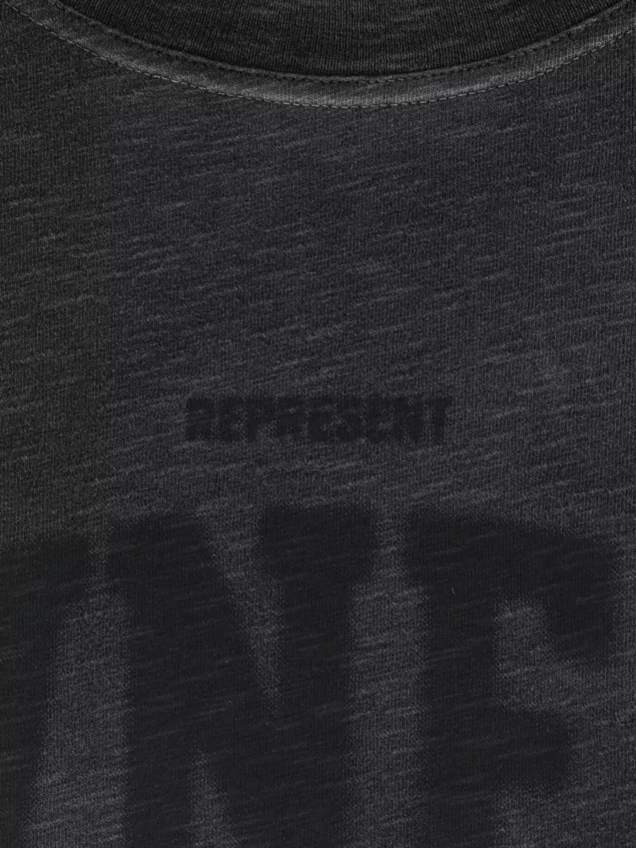 Represent Melange Cotton Logo Print Short Sleeve T-Shirt